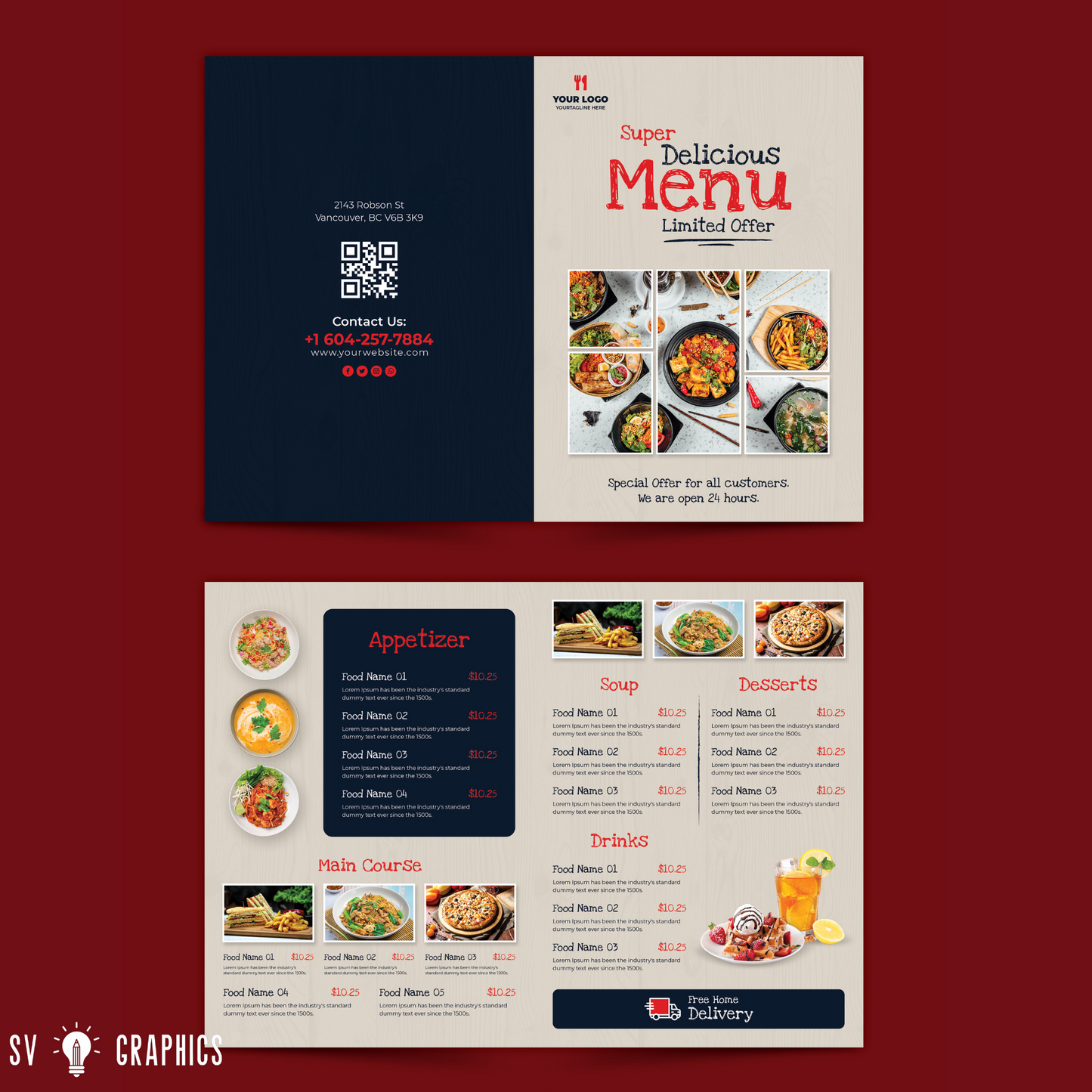 Bi-Folded Menu Cards