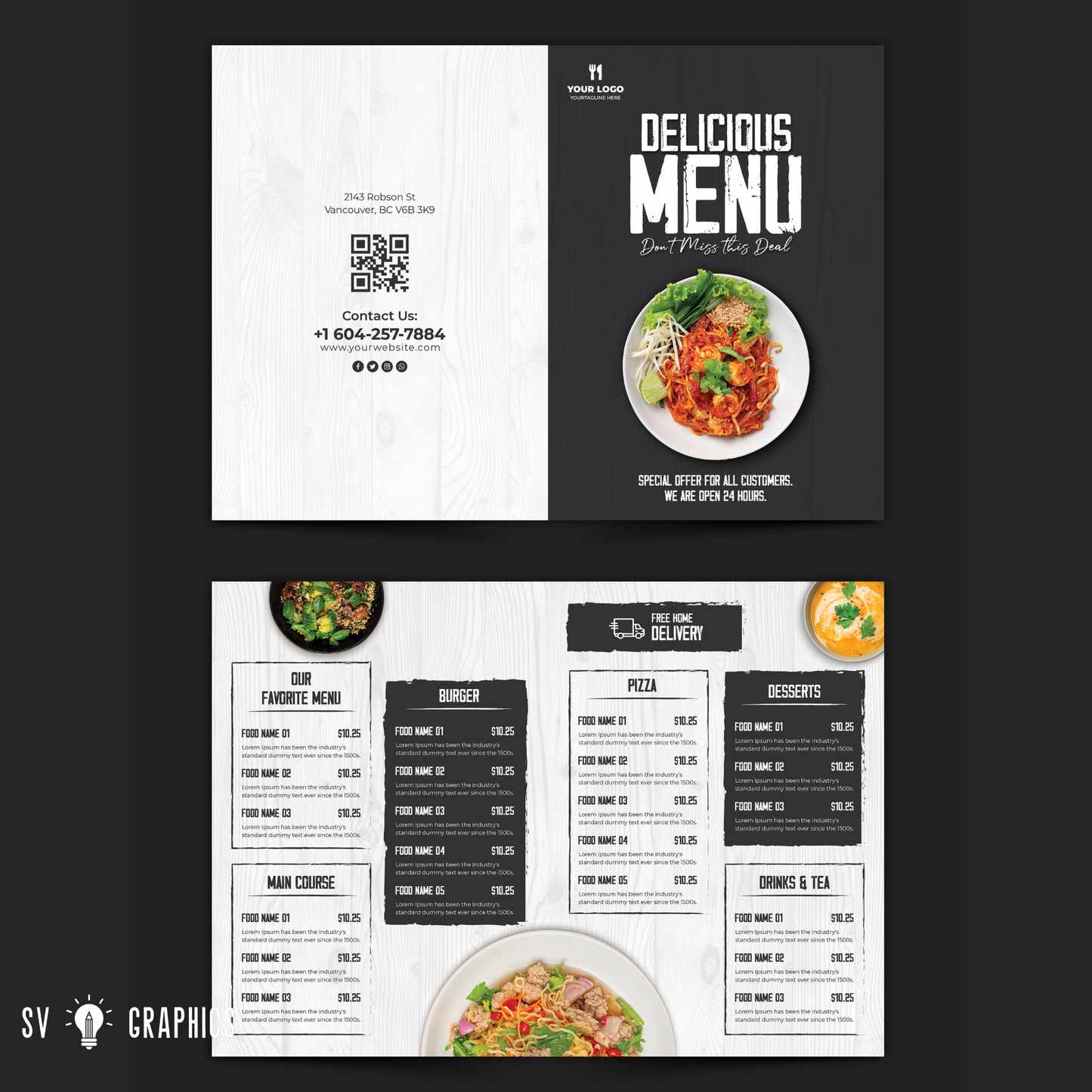 Bi-Folded Menu Cards