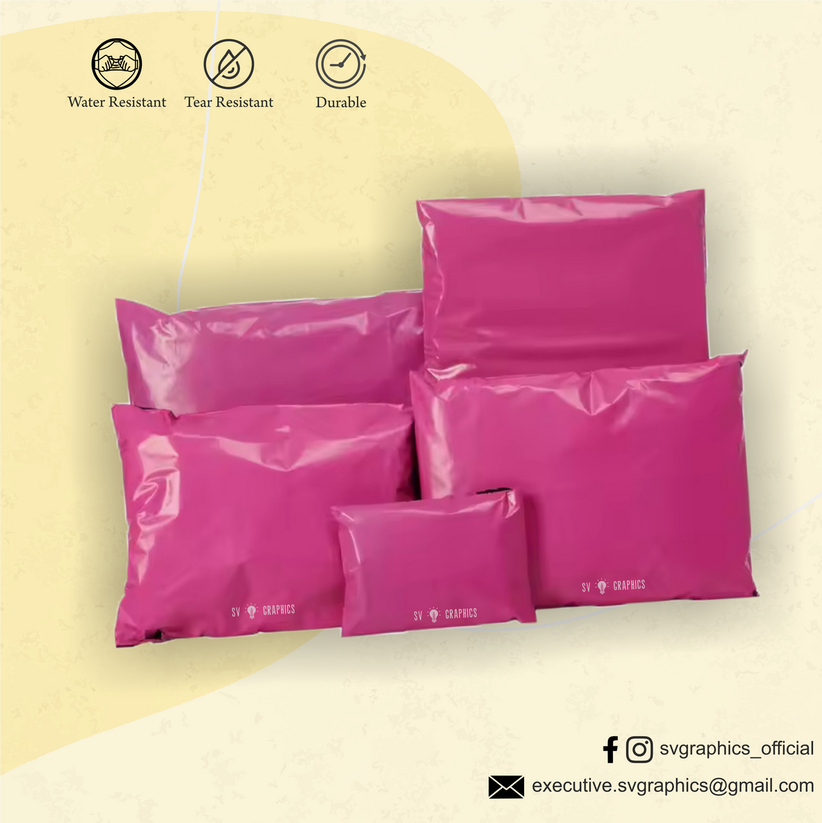 Customised Pink Courier Poly Bags with POD | PolyMailer Bags – SV Graphics