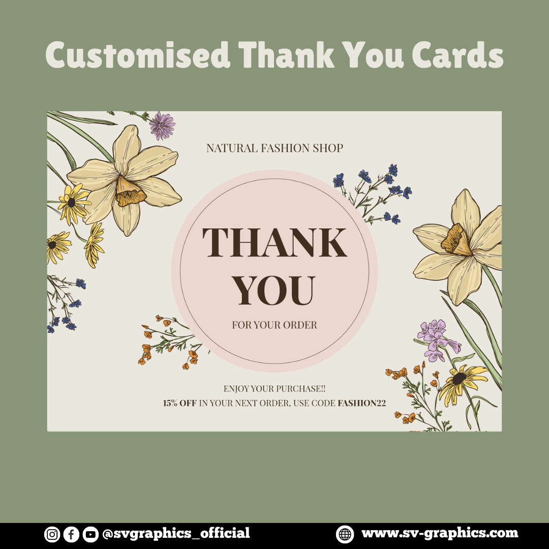 custom standard thank you cards printing with personalized designs
