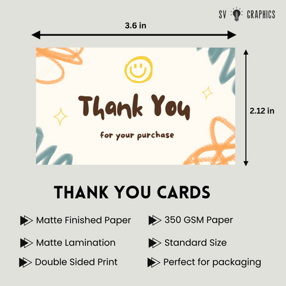 Premium Matte Finished Thank You Cards Cute Edition