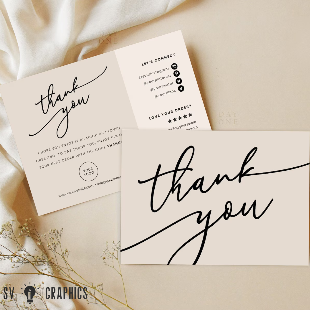 Customised Premium Matte Finished Thank You Cards