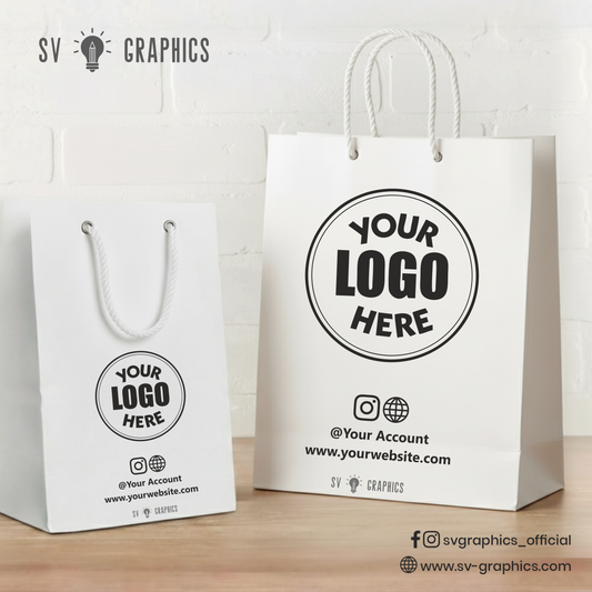 Customised White Paper Carry Bags