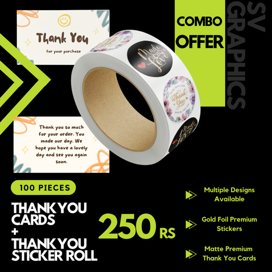 Combo Offer: Thank You Cards and Thank You Stickers Roll